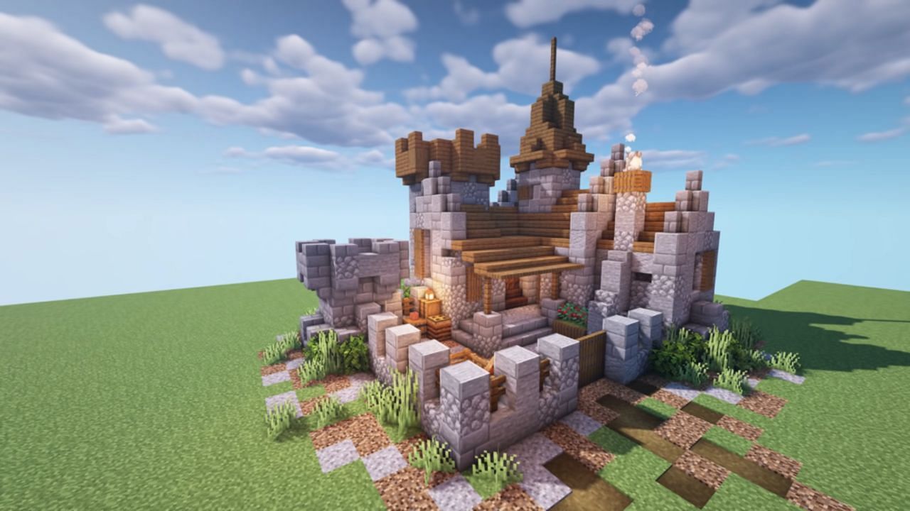 This castle sports all the amenities necessary for survival (Image via Mojang)