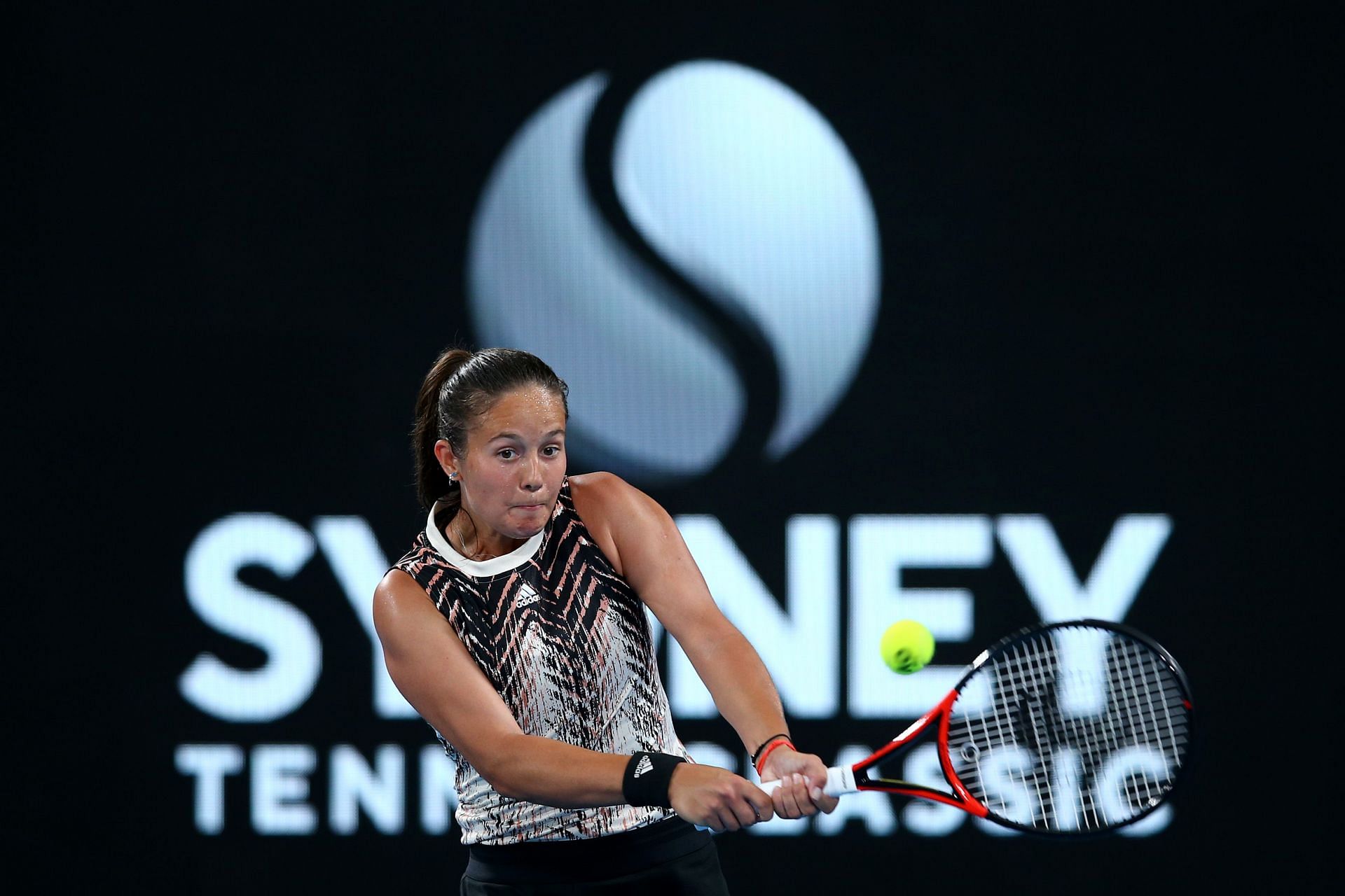 Daria Kasatkina strikes a backhand at 2022 Sydney Tennis Classic