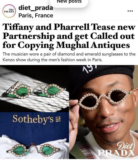 Pharrell Williams custom Tiffany & Co. sunglasses made of 18k gold,  embellished with 61 round brilliant diamonds of over 25 total carats…