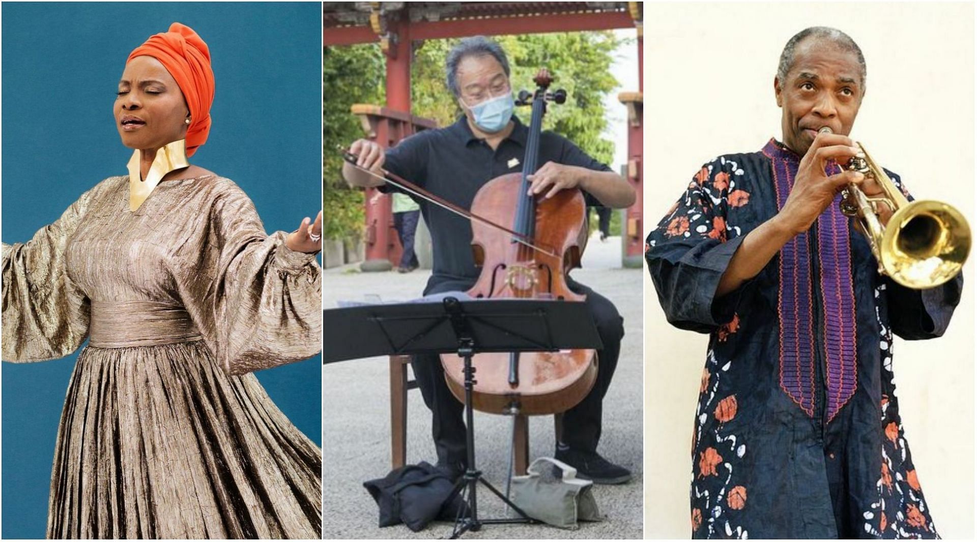 With the 2022 Grammys around the corner, the Global Music Performance category is a hotly-contested one. (Images via Instagram: @angeliquekidjo, @yoyoma, @femikuti)