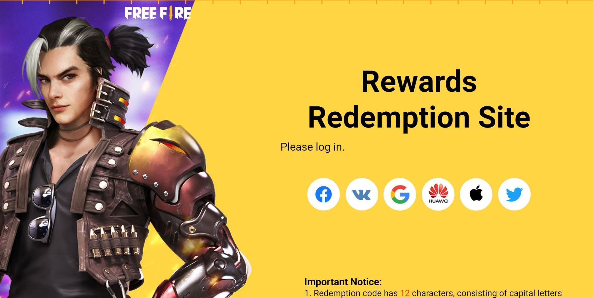 Rewards Redemption Site of the game needs to be used by the players (Image via Free Fire)