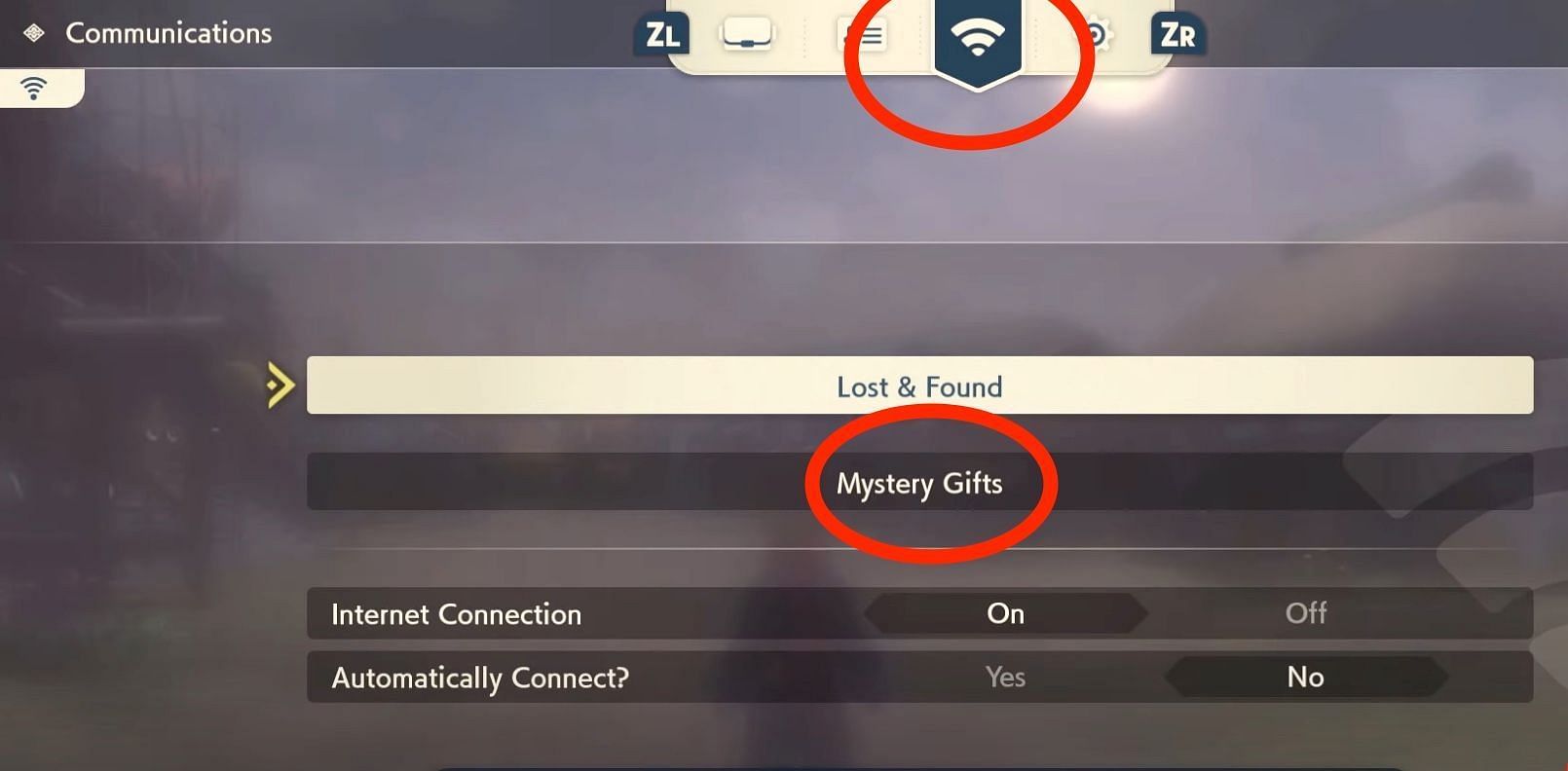 The Mystery Gift option in PLA (Image via Game Freak)