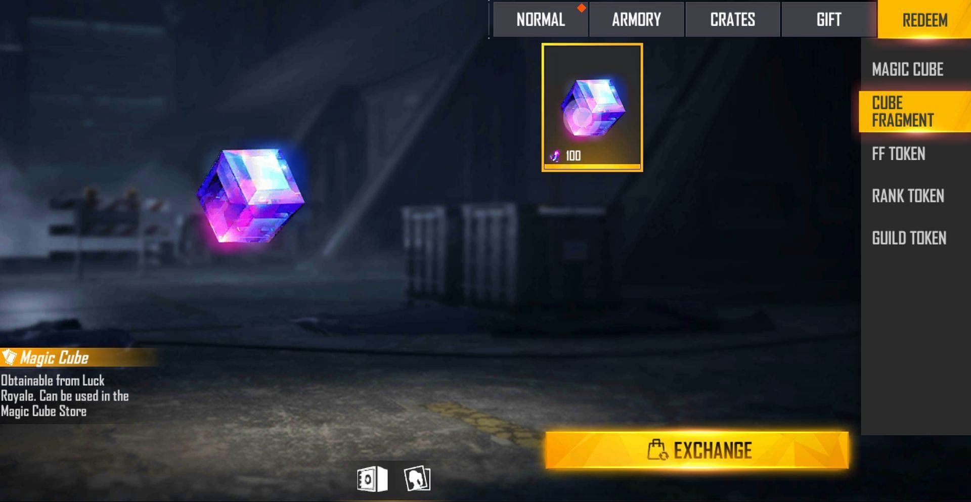 100 Fragments can be exchanged for a single cube (Image via Free Fire)
