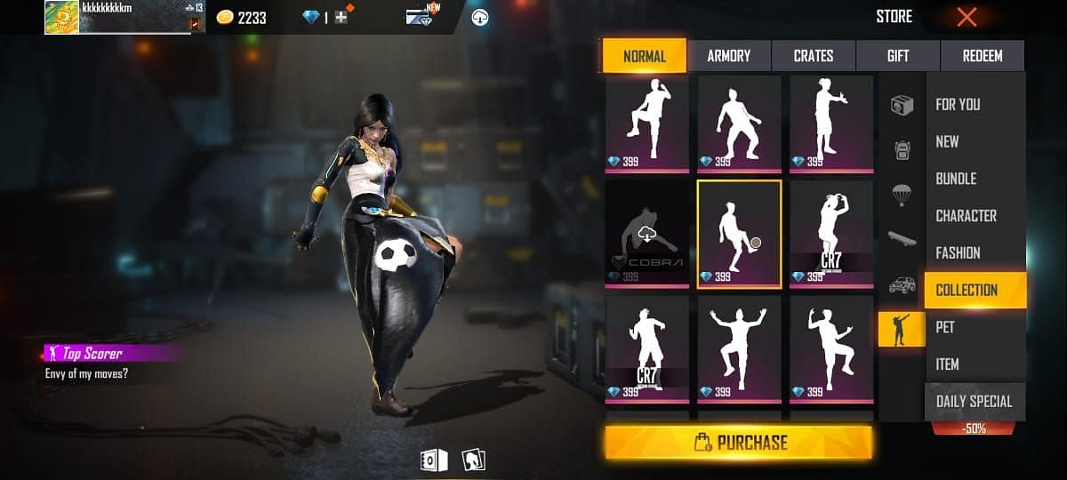 Top Scorer emote in Free Fire (Image via Garena)