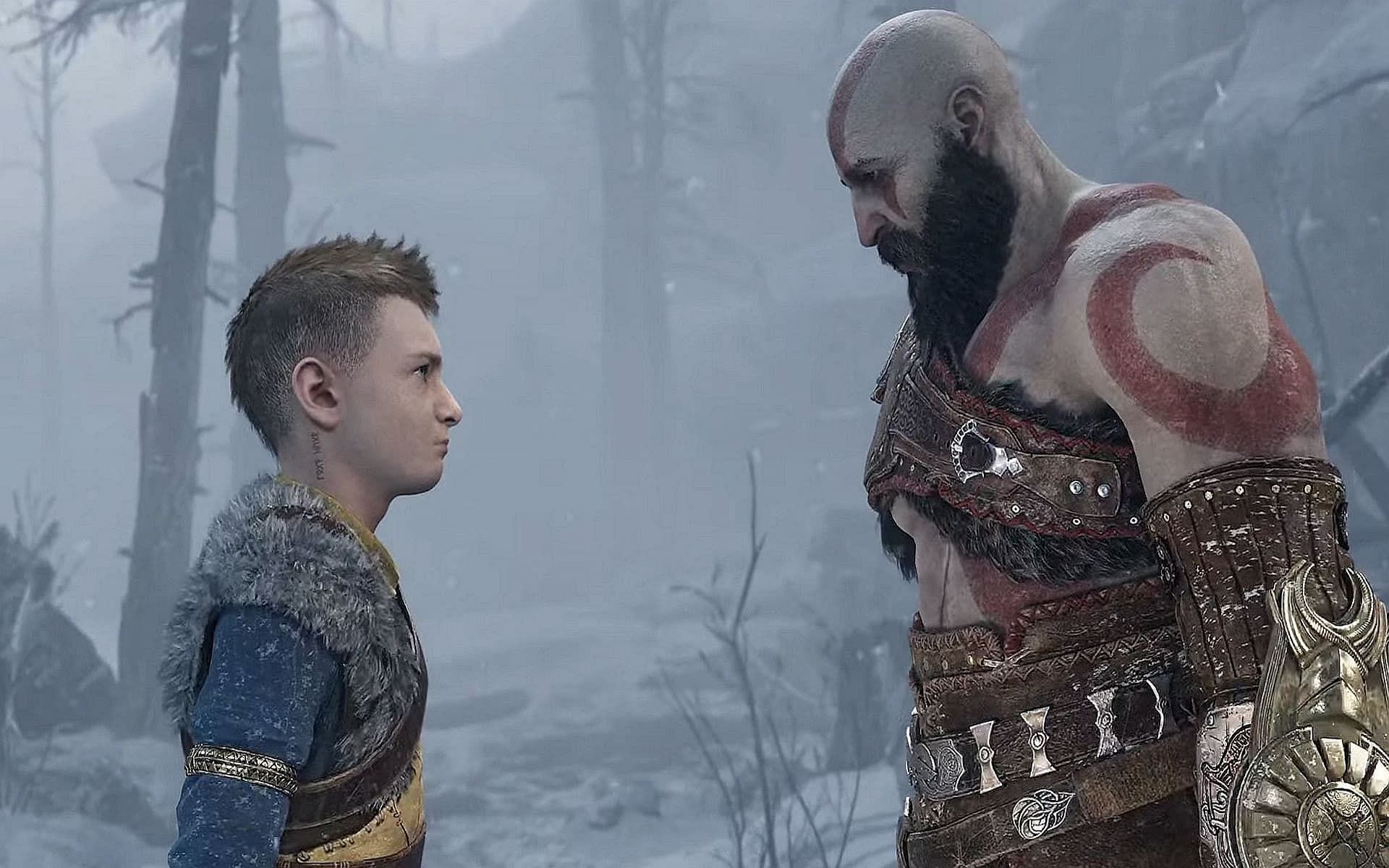 Kratos and Atreus face a harsh winter in God of War Ragnarok (Image via Sony Interactive Entertainment)