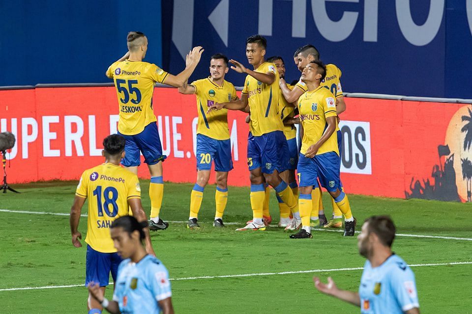 Kerala Blasters moved to the top of the table with the win today (Image courtesy: ISL social media)