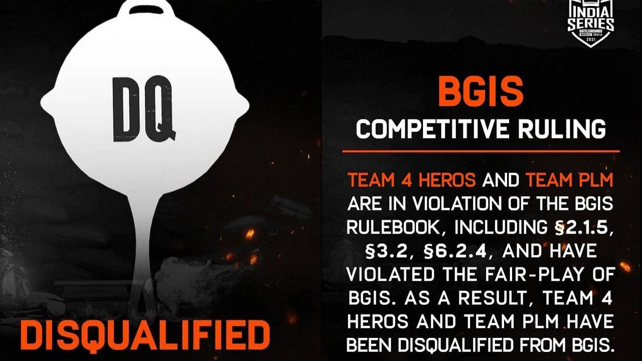 Two teams disqualified from BGIS (Image via BGMI)