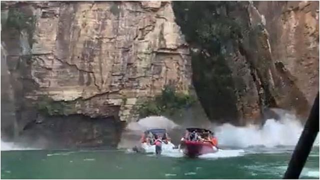 Brazil Canyon Tragedy: Chilling Video Shows Block Of Rock Collapse On 