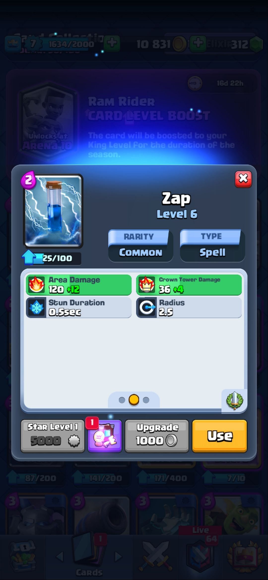 The Zap spell in Clash Royale (Image via Sportskeeda)