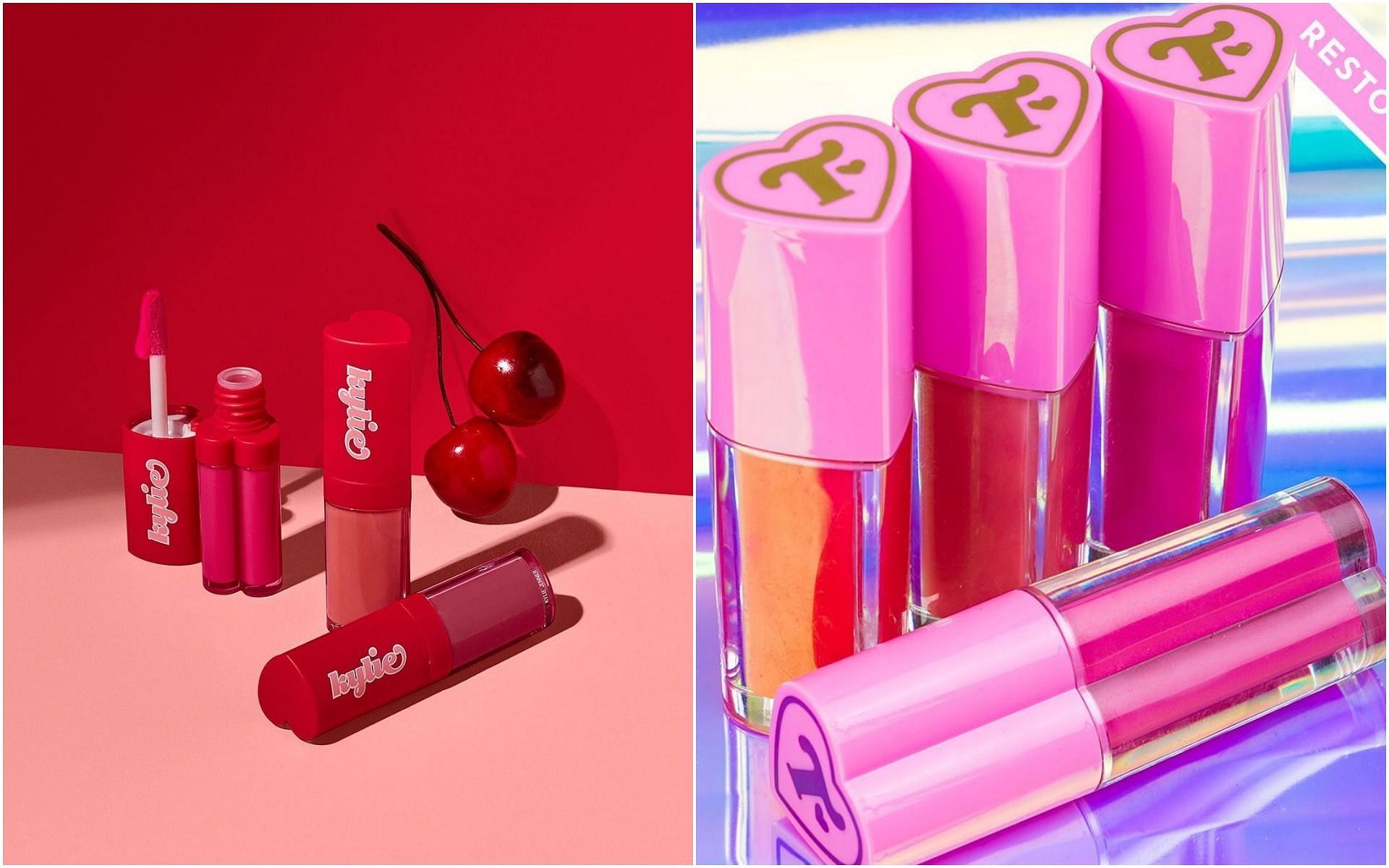 Fans draw similarities between Kylie Jenner&#039;s makeup collection (L) and Trixie Mattel&#039;s makeup line (R) (Image via Instagram/kyliecosmetics and trixiecosmetics)