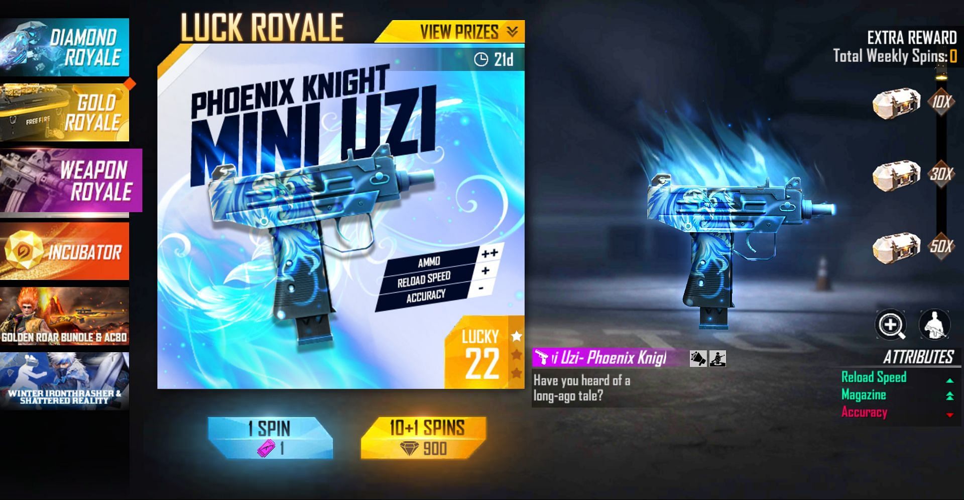 The vouchers can be spent on either of the Luck Royales (Image via Free Fire)