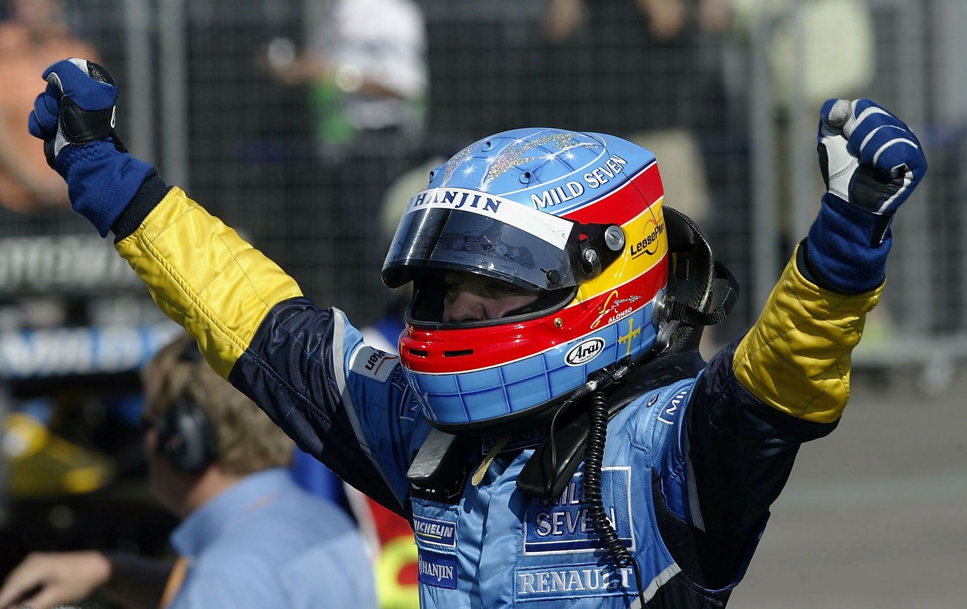 Fernando Alonso at the 2003 Hungarian GP in Budapest (Photo by Bryn Lennon/Getty Images)