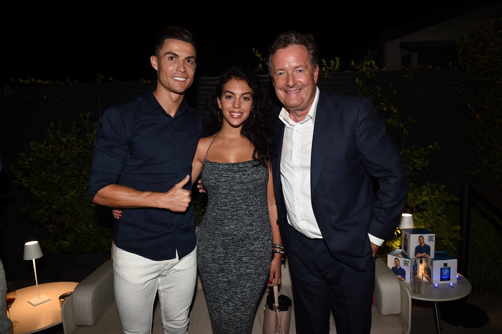 Cristiano Ronaldo with Georgina Rodriguez and Piers Morgan