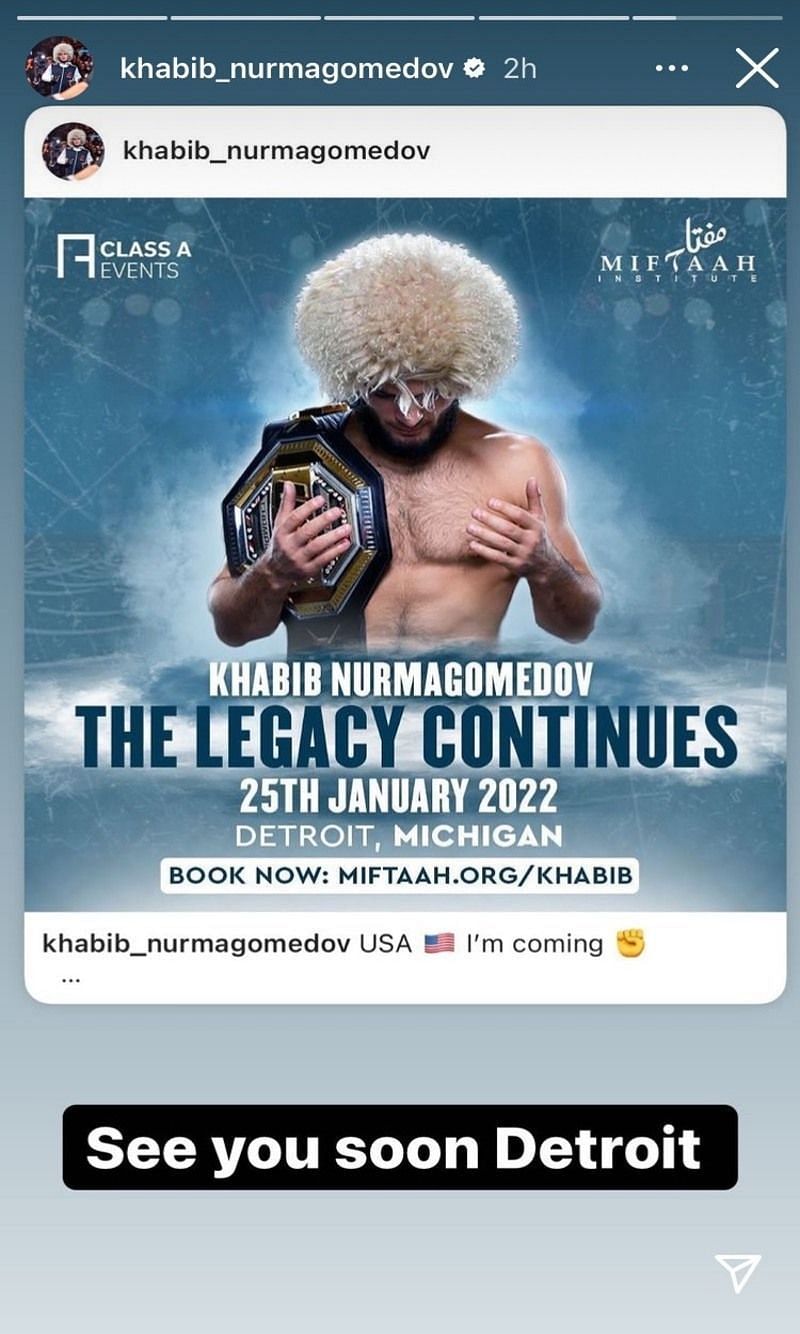 Khabib Nurmagomedov via Instagram stories