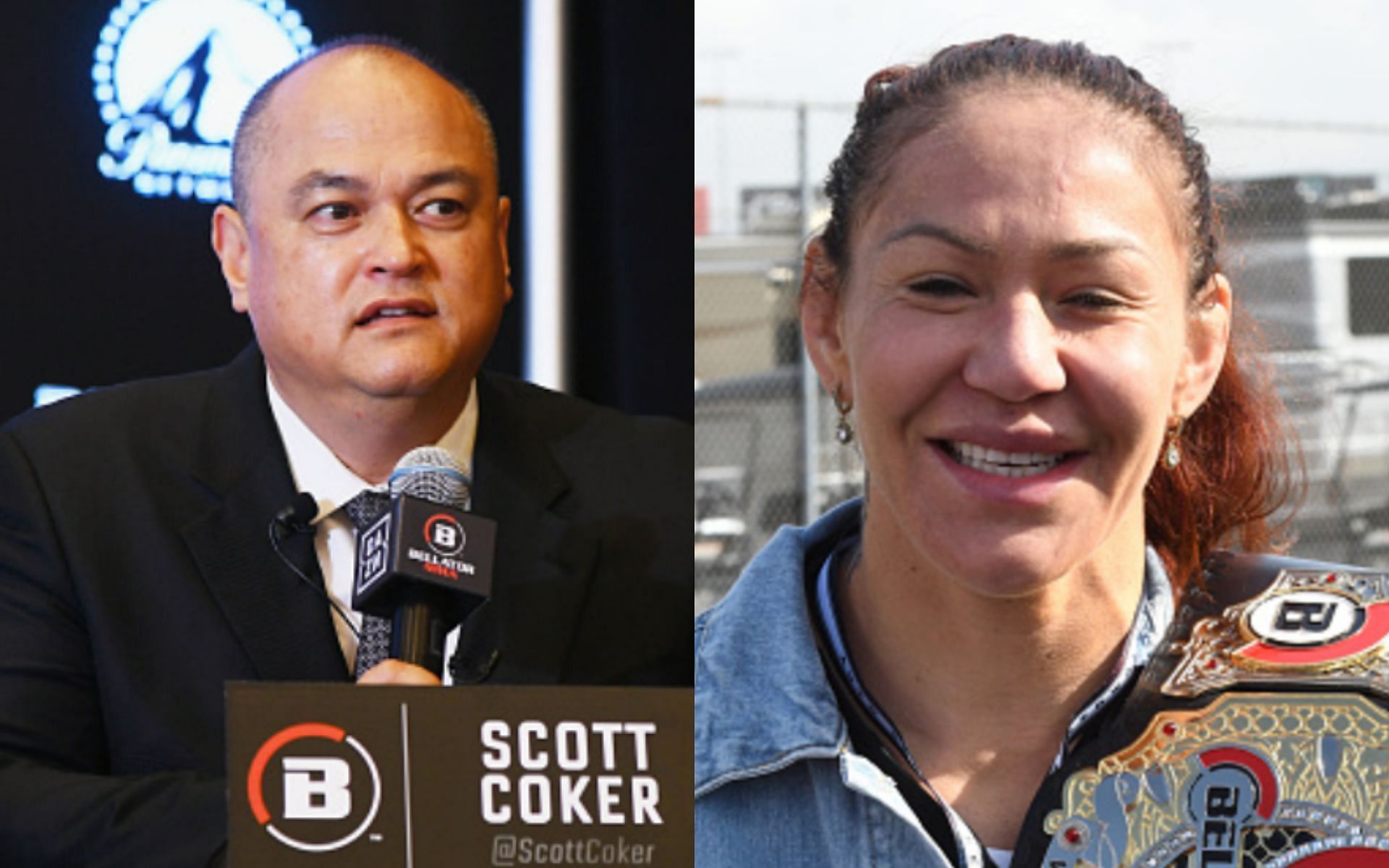 Scott Coker (left); Cris Cyborg (right)