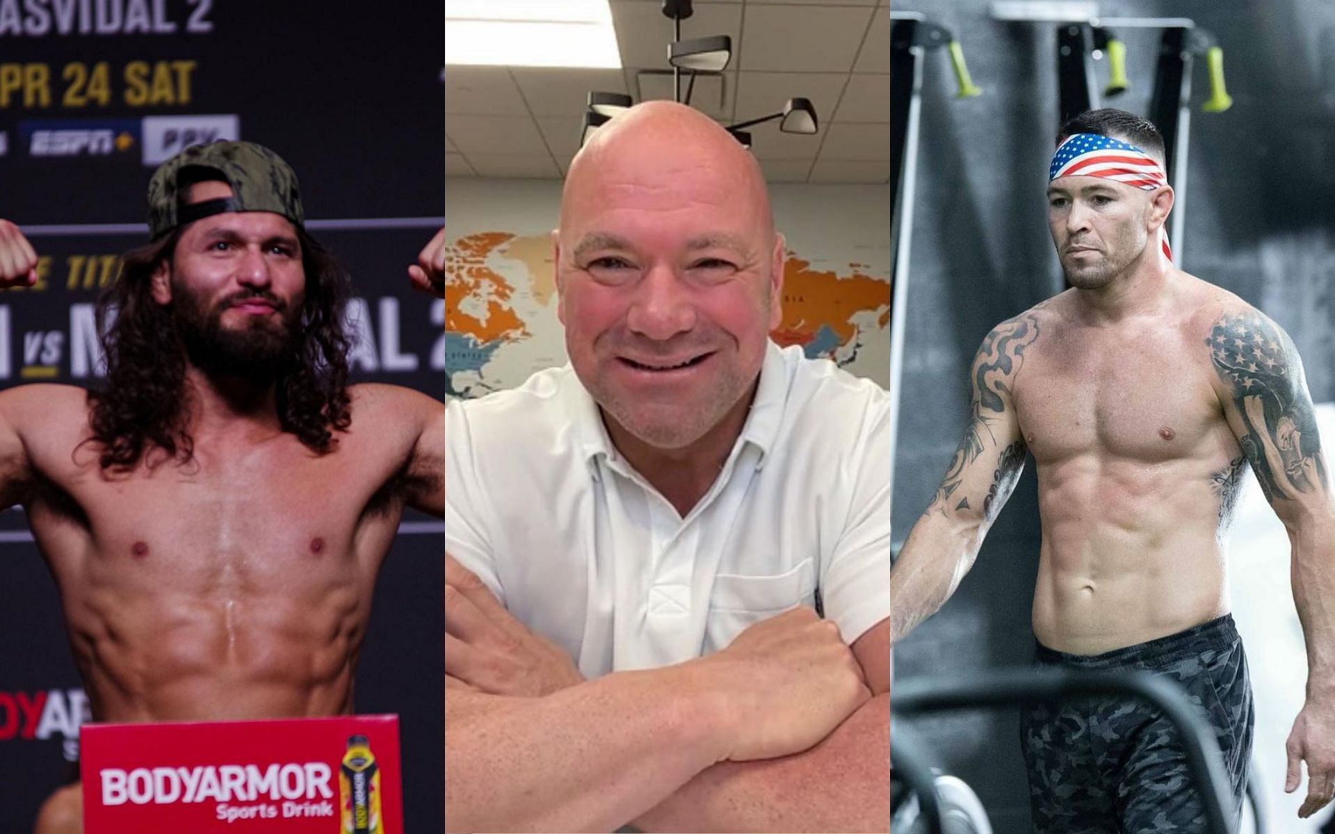 Jorge Masvidal (left) Dana White (center) and Colby Covington (rigth) Enter caption