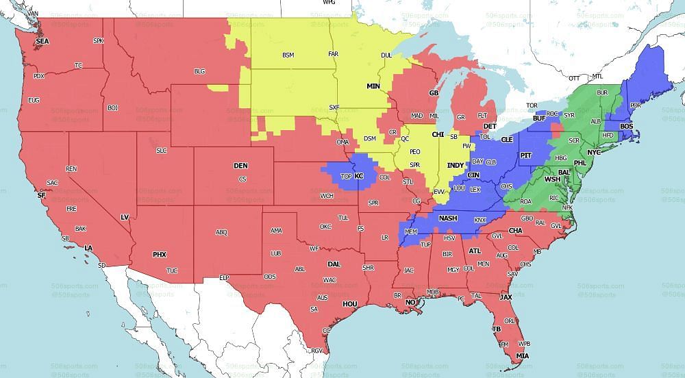 FOX Coverage Map for the early games of Week 18