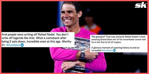 Twitter reacted with joy and incredulity at Rafael Nadal's 21st Grand Slam triumph