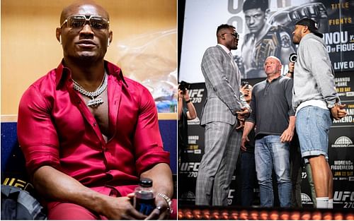 Kamaru Usman reacts to the UFC's posts about Francis Ngannou and Ciryl Gane [Photos via @usman84kg & @ufc on Instagram]