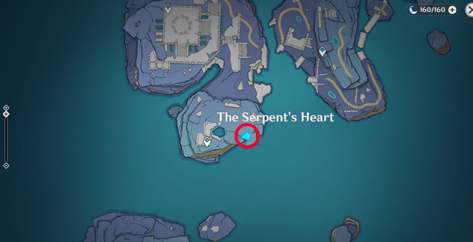 The location for obtaining the Offerings of the Serpent&#039;s Heart (Image via Genshin Impact)