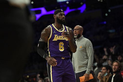 LA Lakers' LeBron James in action during an NBA game