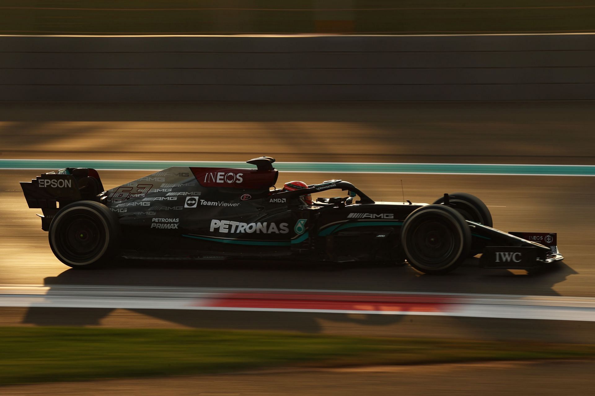 The Mercedes of George Russell during the testing in Abu Dhabi