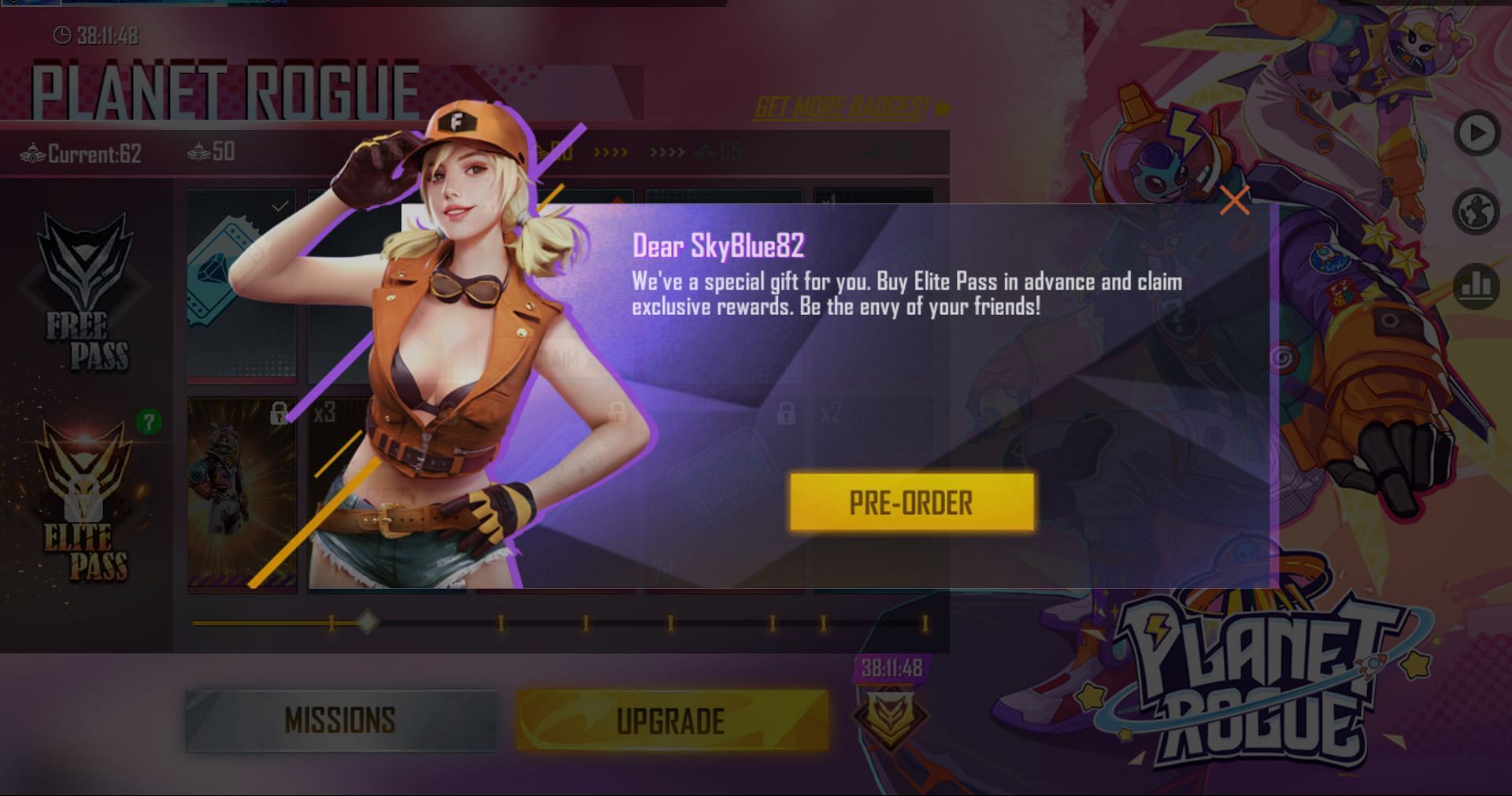 Next, users must tap on the &#039;Pre-order&#039; button (Image via Garena)