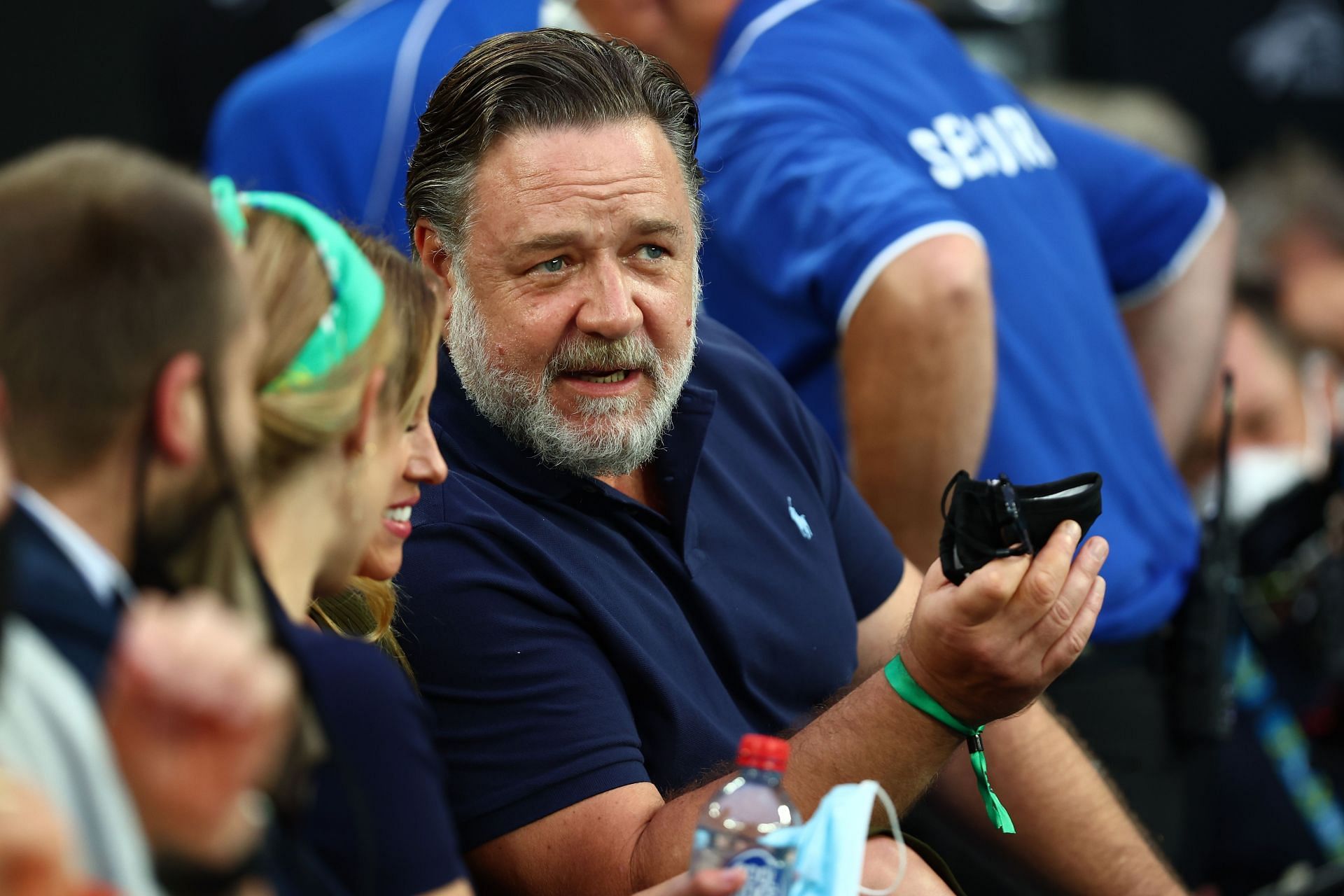 Russell Crowe had a court-side seat to witness Barty in action