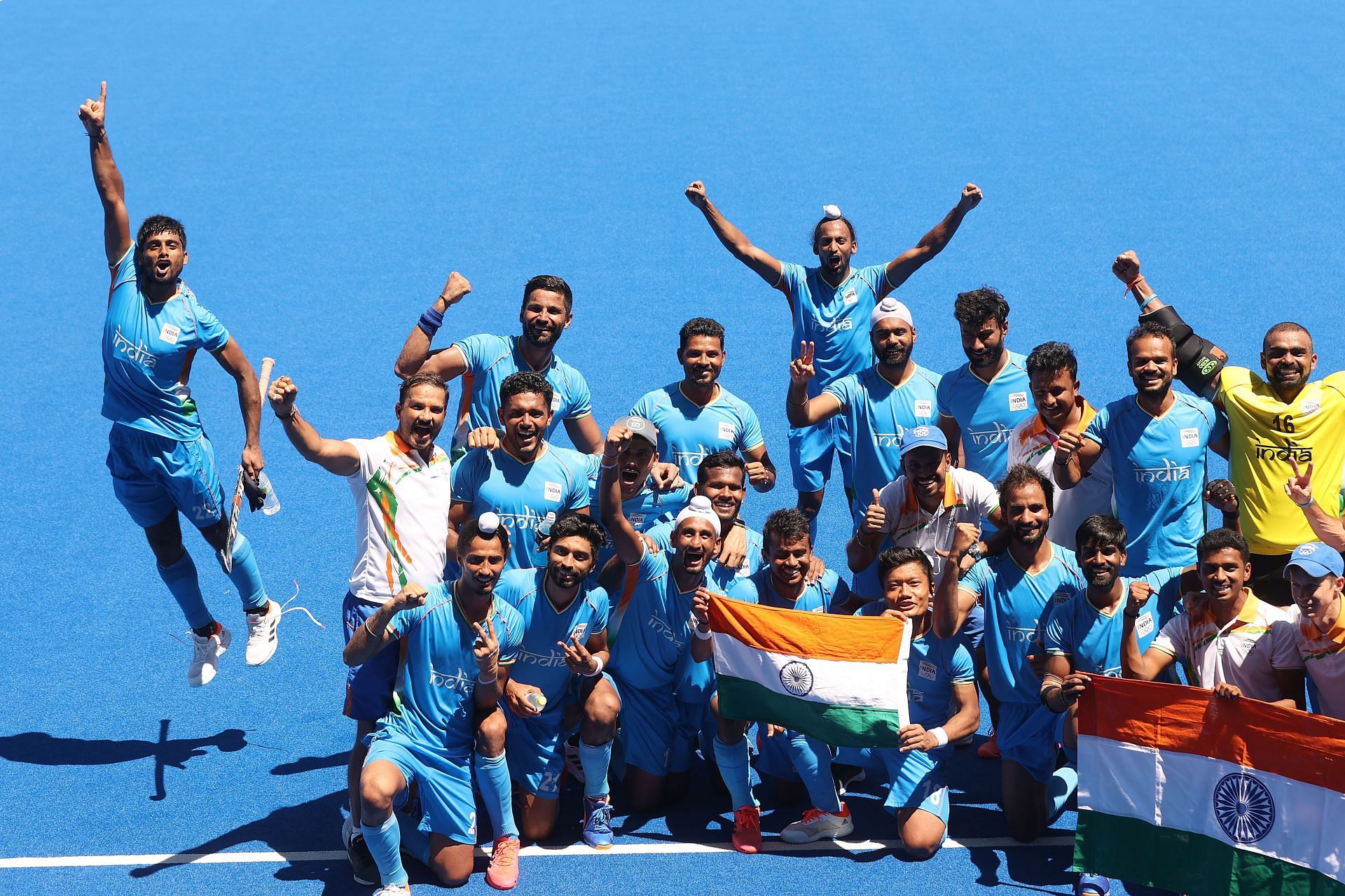 Hockey - Olympics: Indian hockey team after winning bronze medal