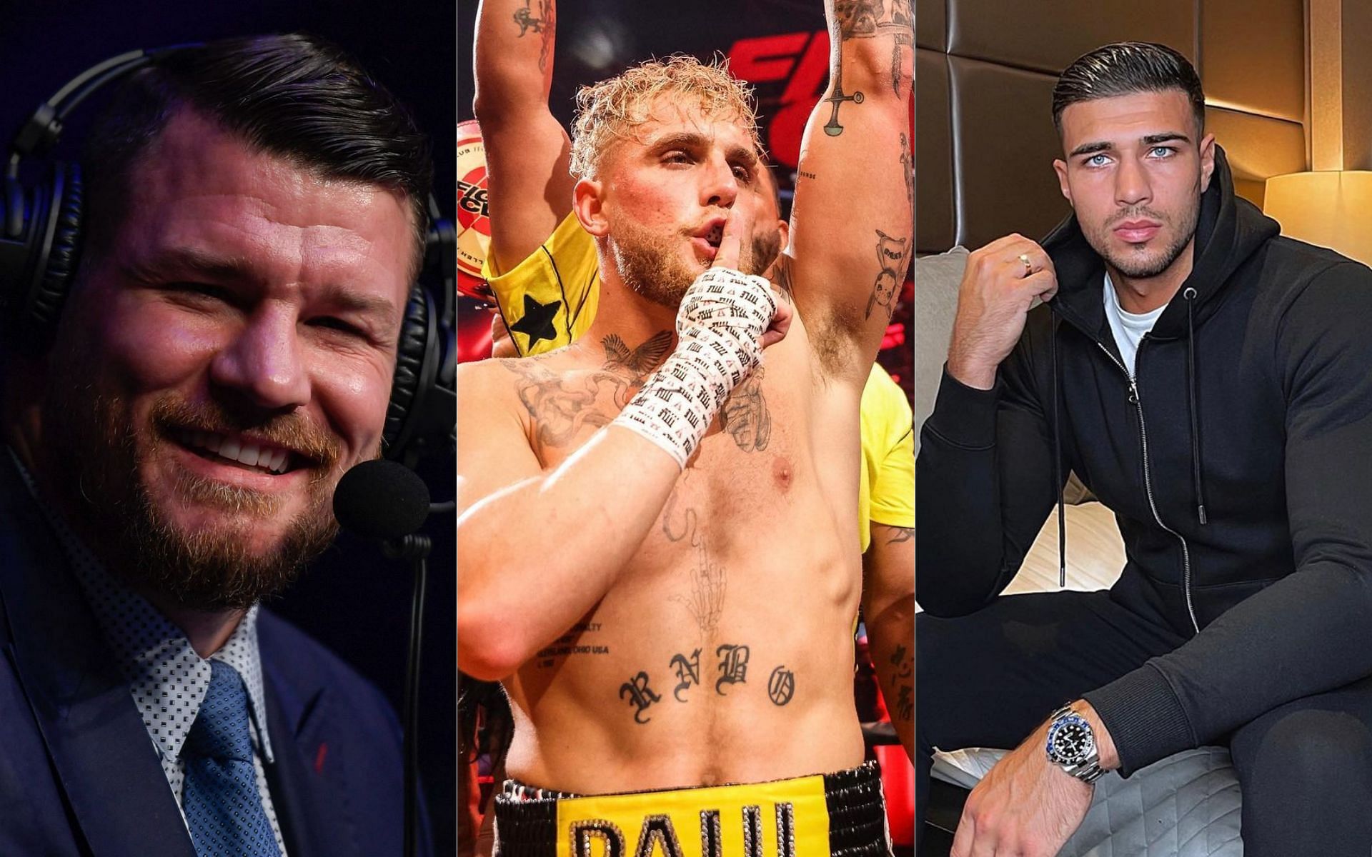 Michael Bisping (left), Jake Paul (middle) and Tommy Fury (right)
