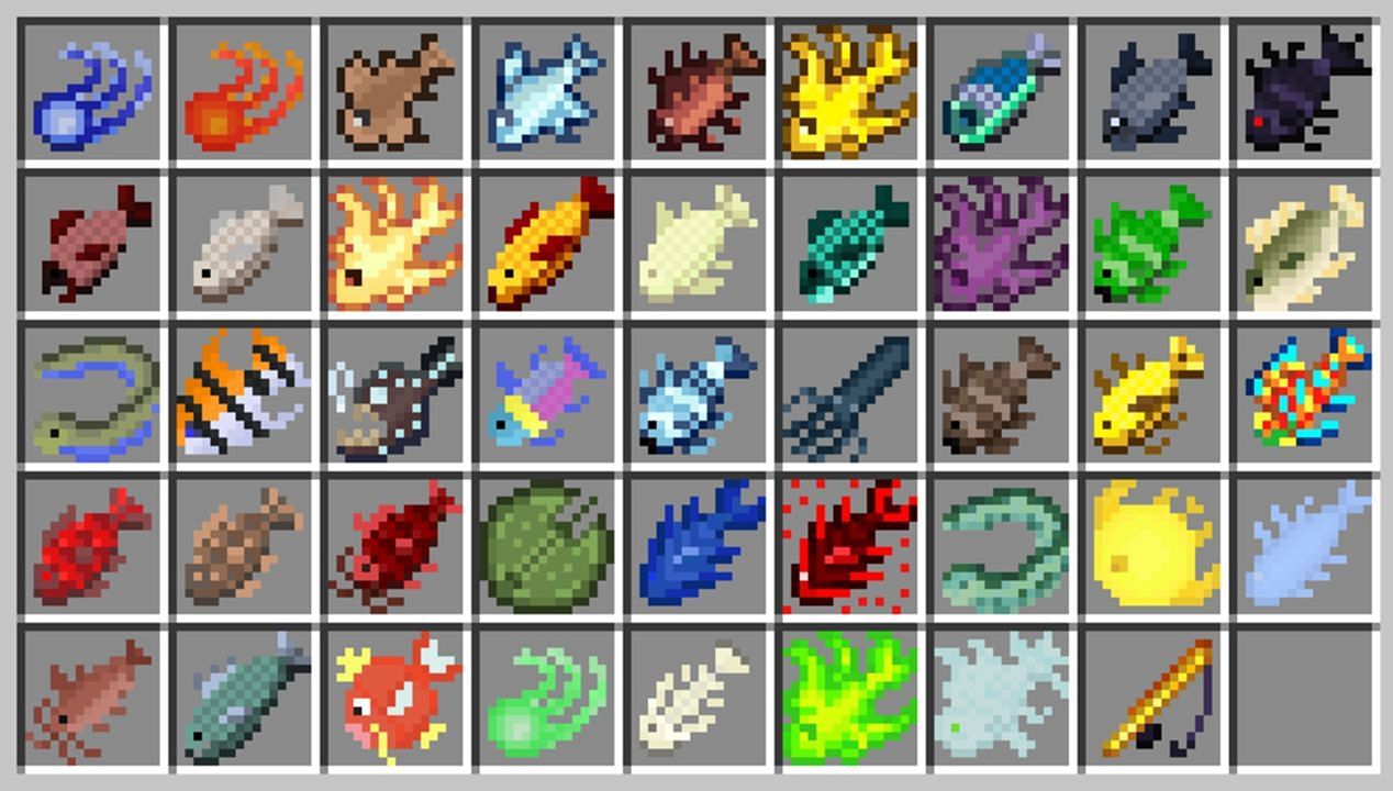 A table of catchable fish added by Advanced Fishing (Image via Mojang)