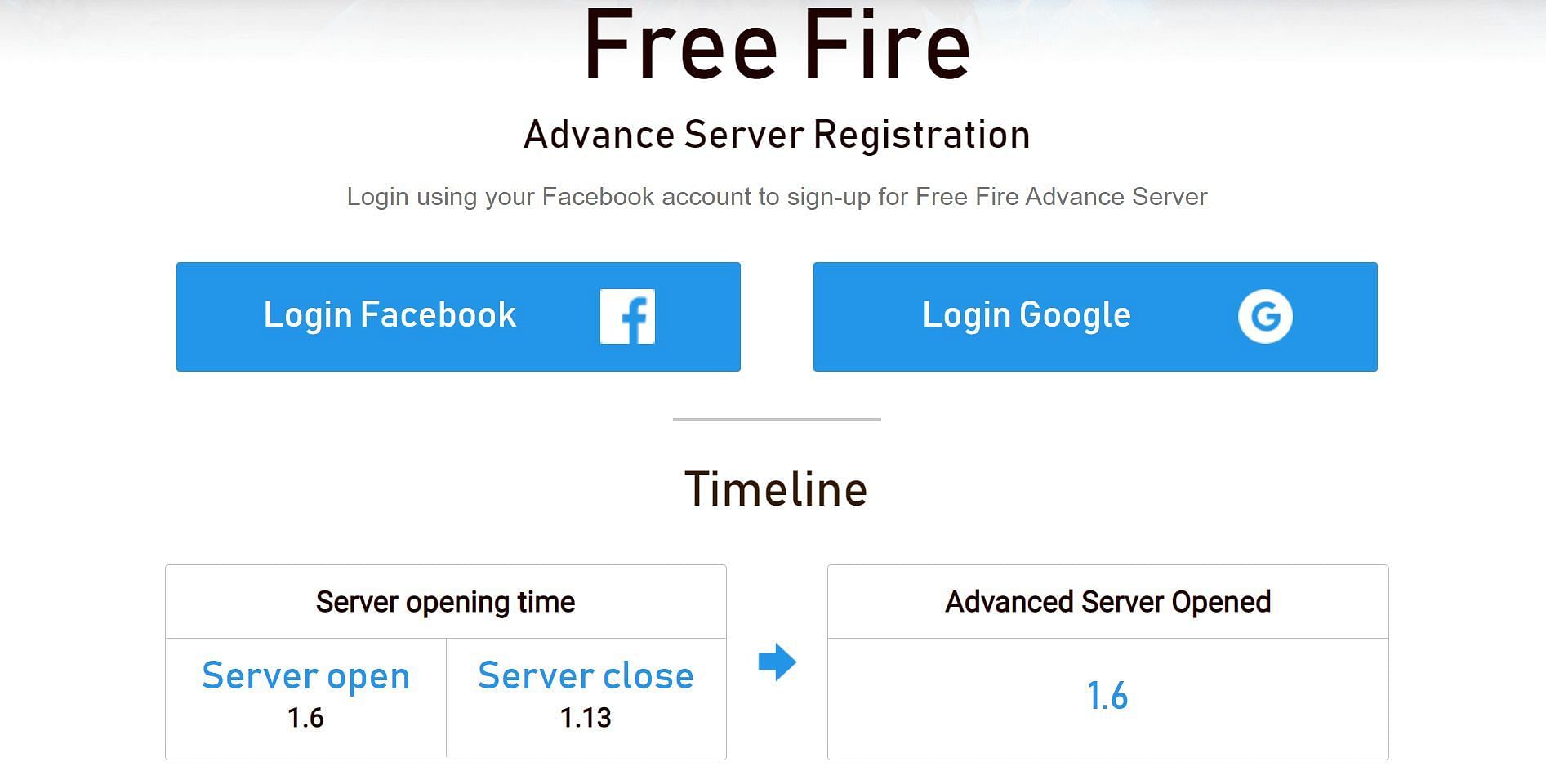 free fire advance server facebook login problem