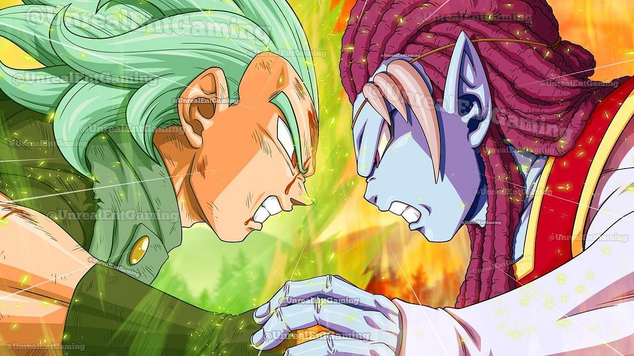 Fanart of Gas vs. Granolah, a fight continued in Dragon Ball Super Chapter 80 (Image via YouTube)