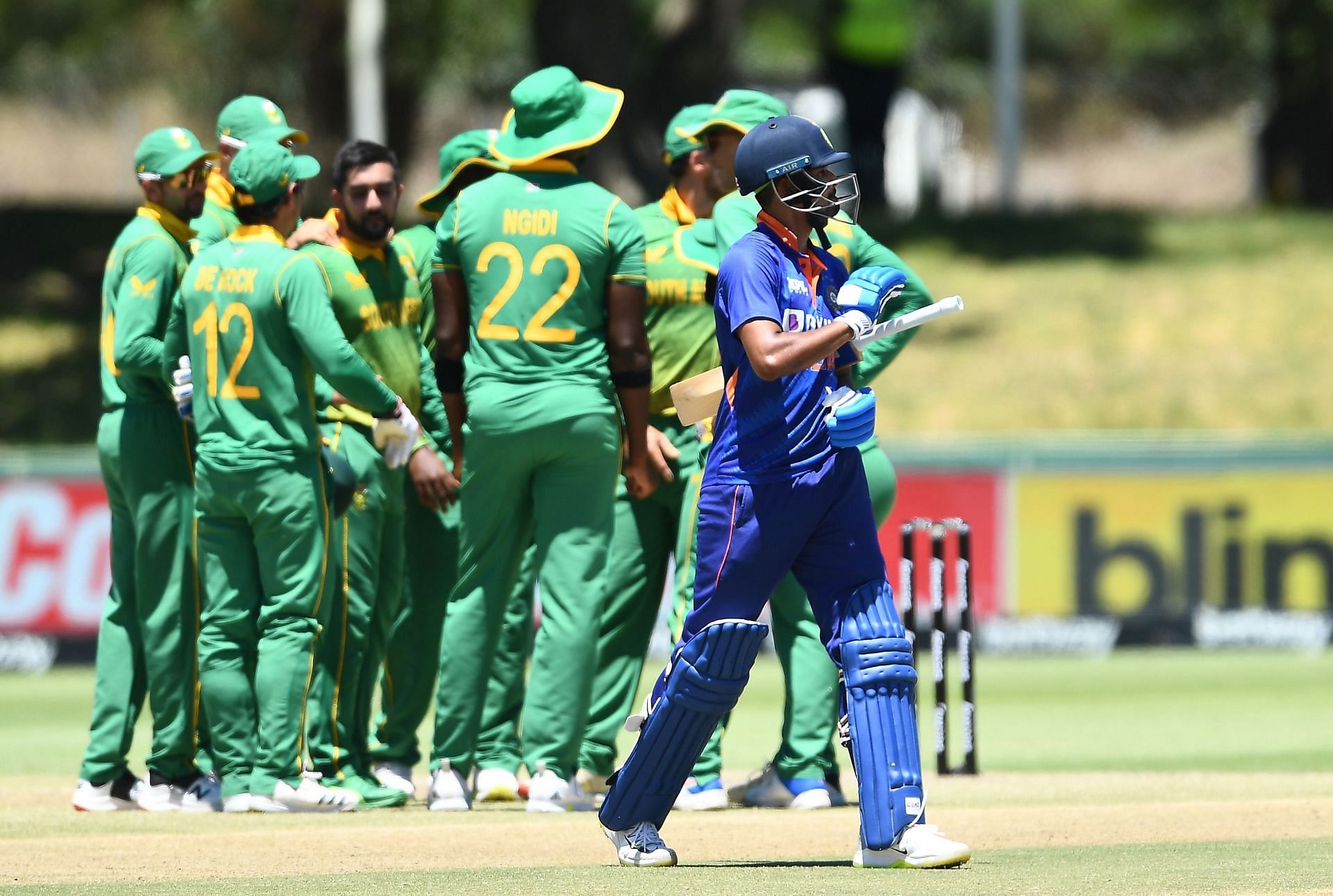 Shreyas Iyer walks back after his dismissal. Pic: Getty Images