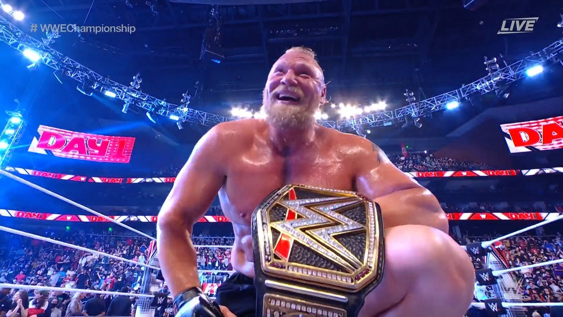 Brock Lesnar has captured the WWE Championship on Day 1