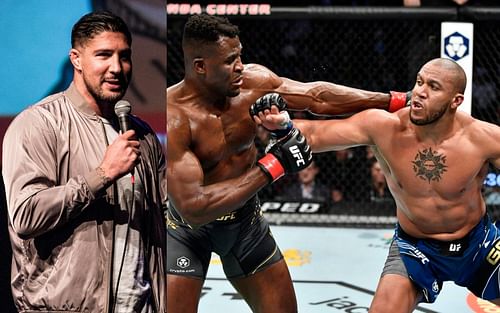 Brendan Schaub (L), Francis Ngannou and Ciryl Gane (R)