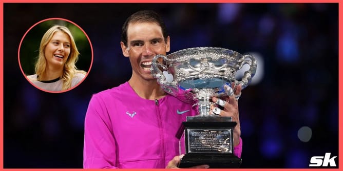 Maria Sharapova congratulates Rafael Nadal on his 21st Grand Slam