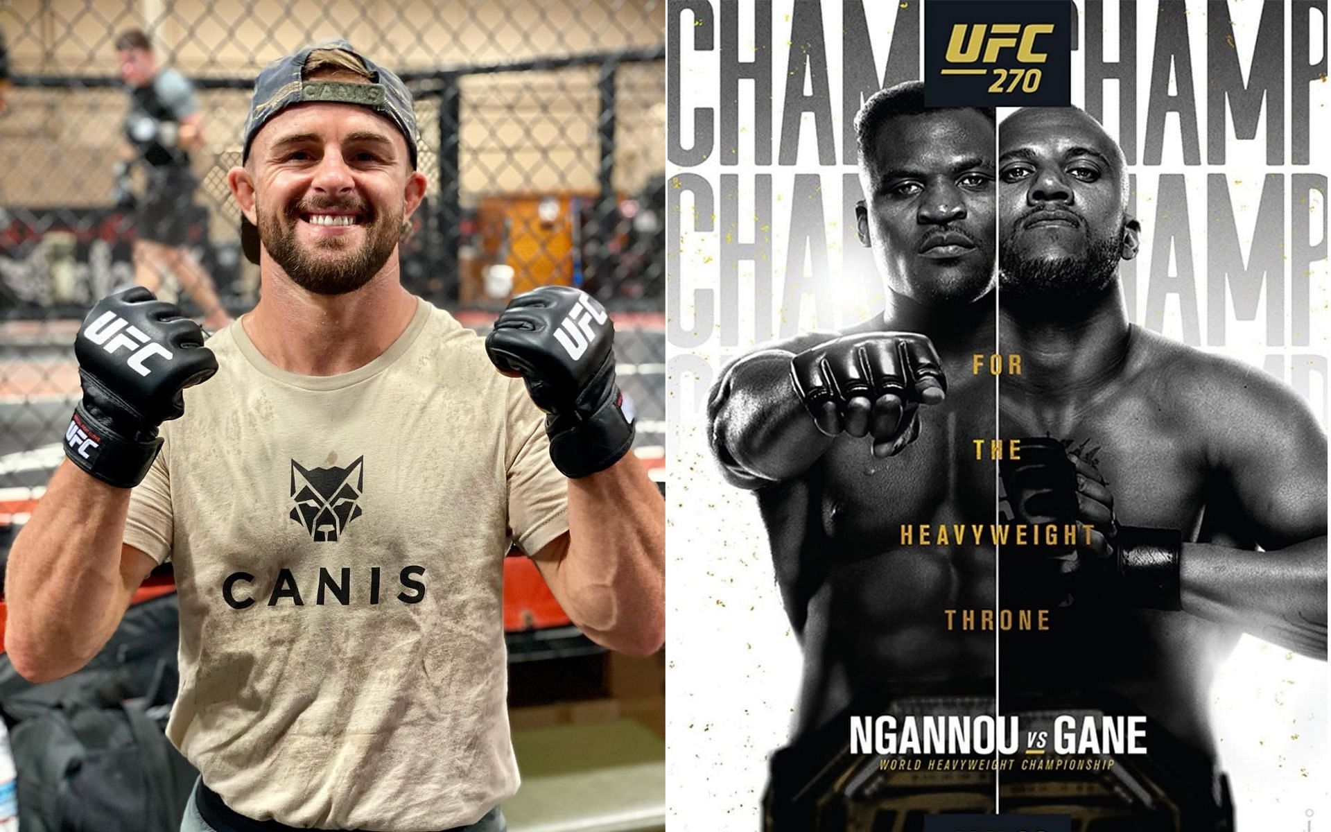 Cody Stamann (left) and Francis Ngannou vs Ciryl Gane (right) [Image credits: @ufc and @codystamann on Instagram]