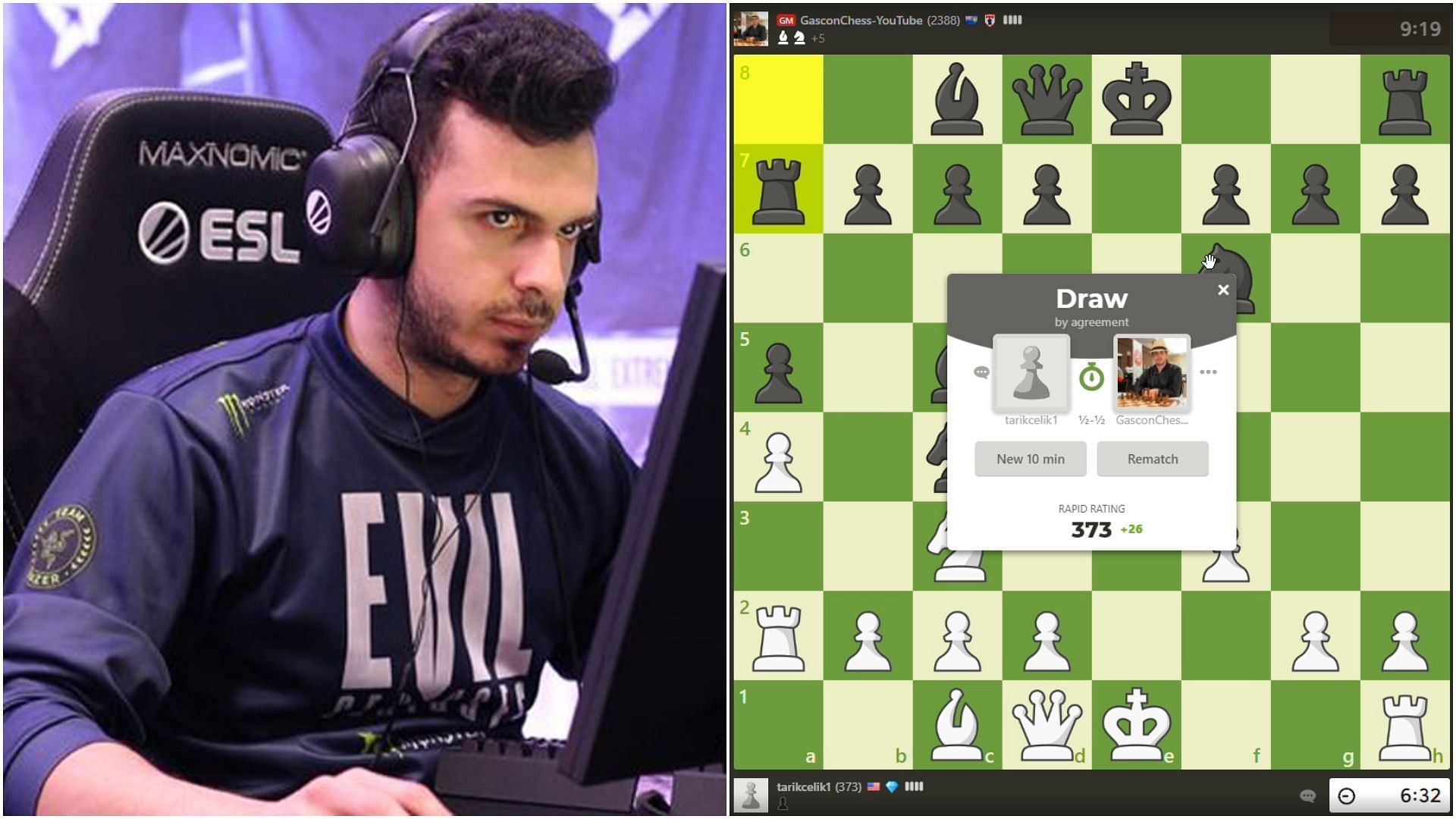 Tarik ends chess game with GrandMaster in an agreed draw(Image via Sportskeeda)