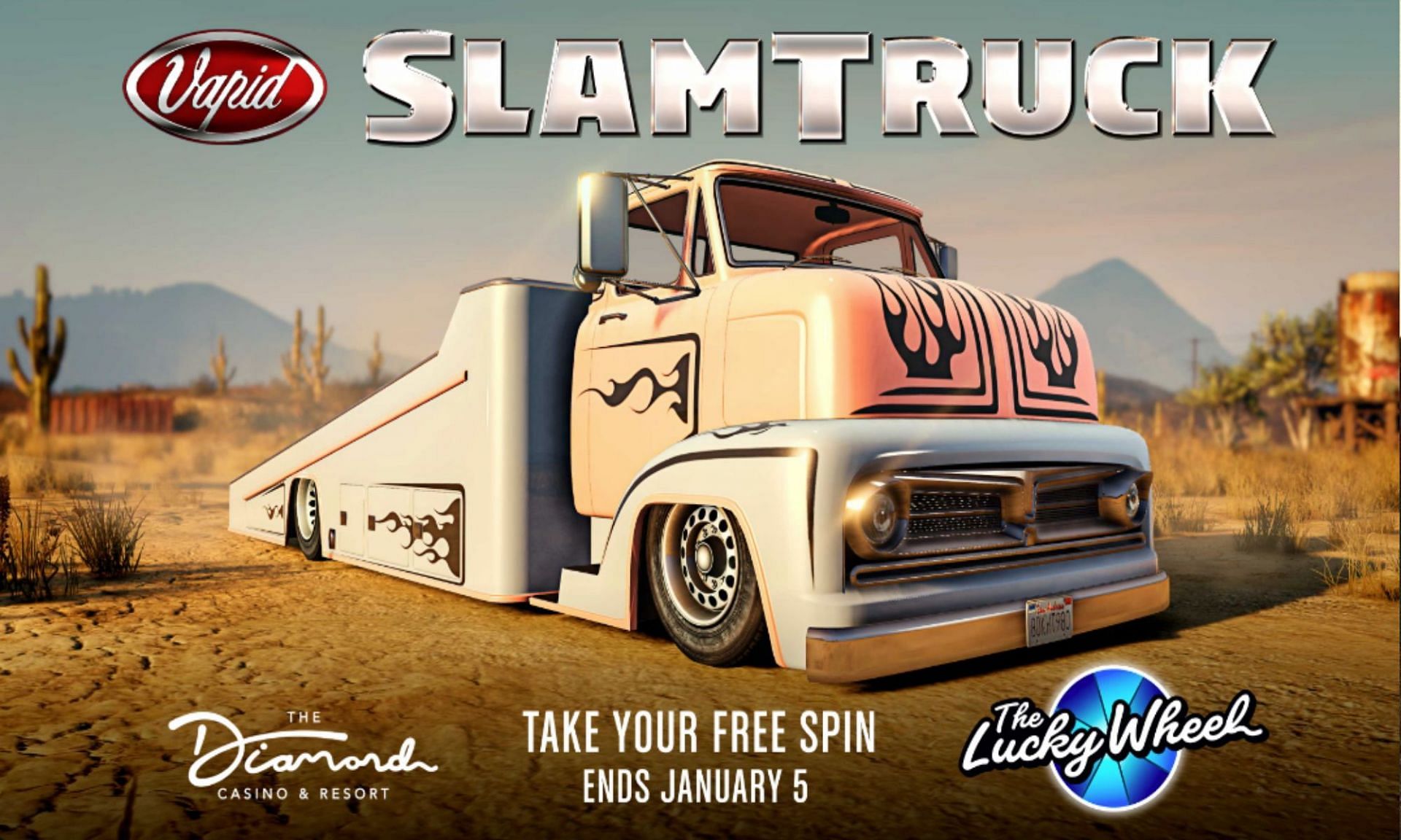 Take a free spin this week for a chance to win the Vapid Slamtruck (Image via Rockstar Games)