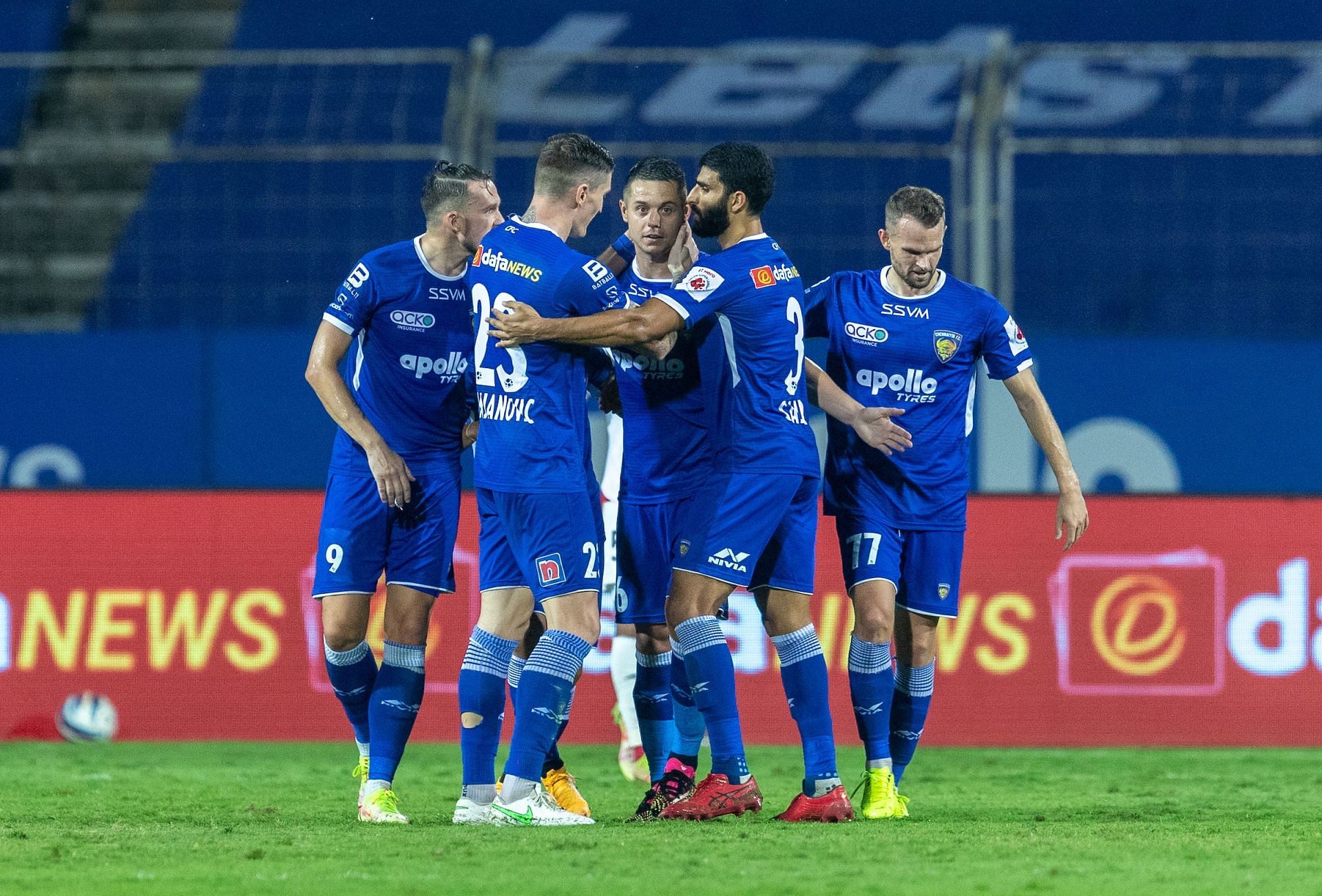 Chennaiyin FC players celebrate during their win over NorthEast United. [Credits: ISL]