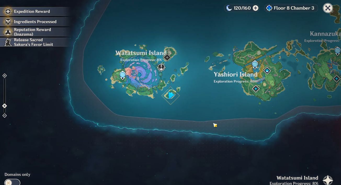 Location of the &#039;Tail&#039; Seal on the map (Image via Genshin Impact)