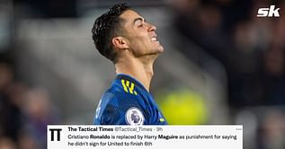 "Won't see a worse sub in football history" - Manchester United fans react to Cristiano Ronaldo's substitution against Brentford
