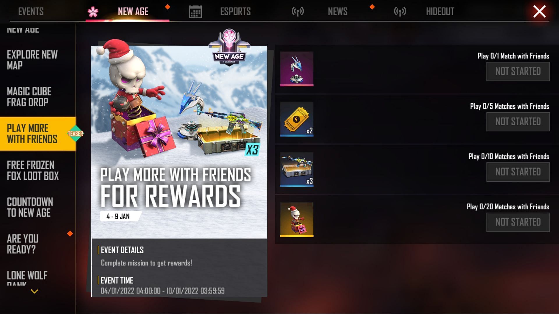 Once the event starts, users can press the claim button to collect the rewards (Image via Free Fire)