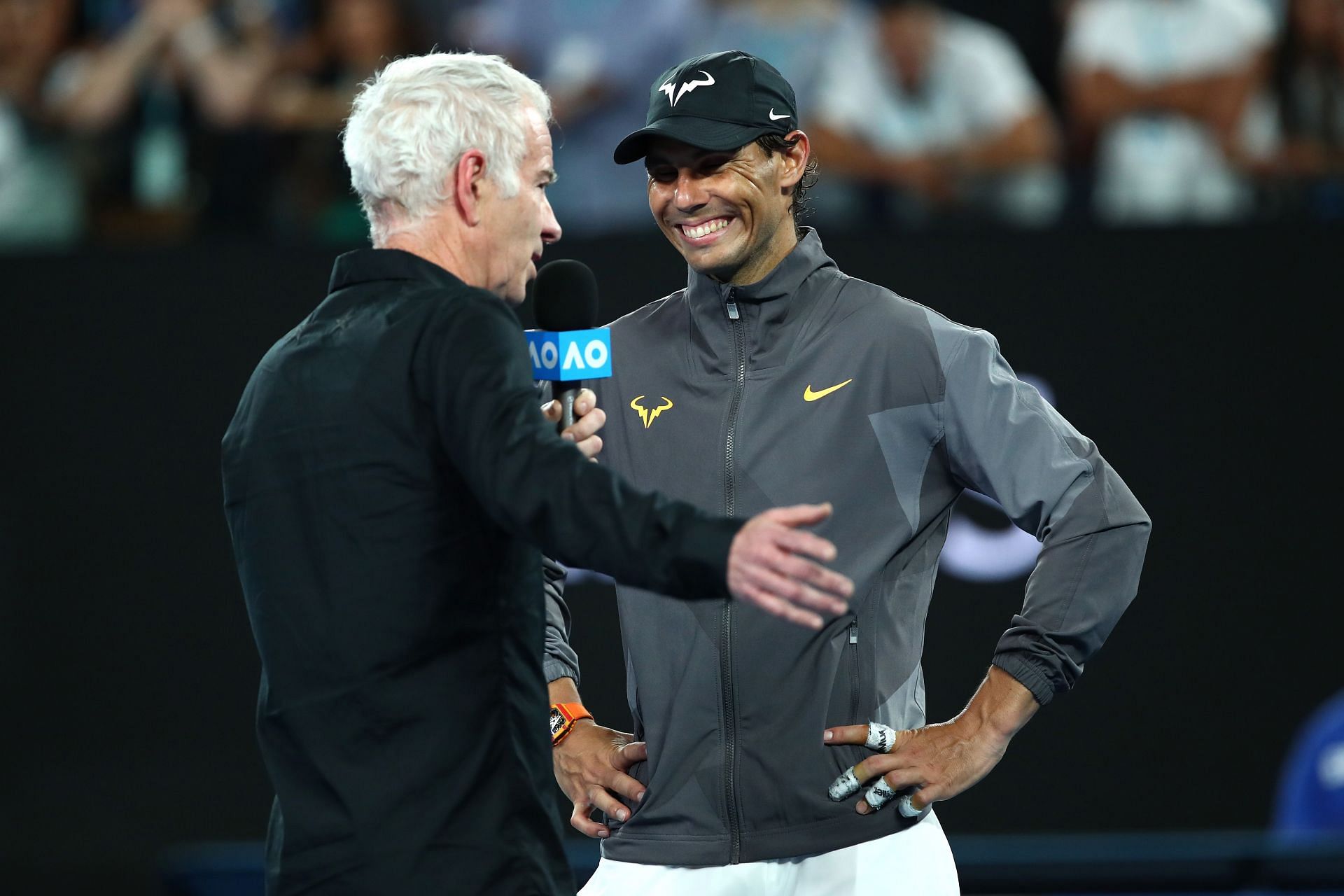 John McEnroe interviews Rafael Nadal at the Australian Open