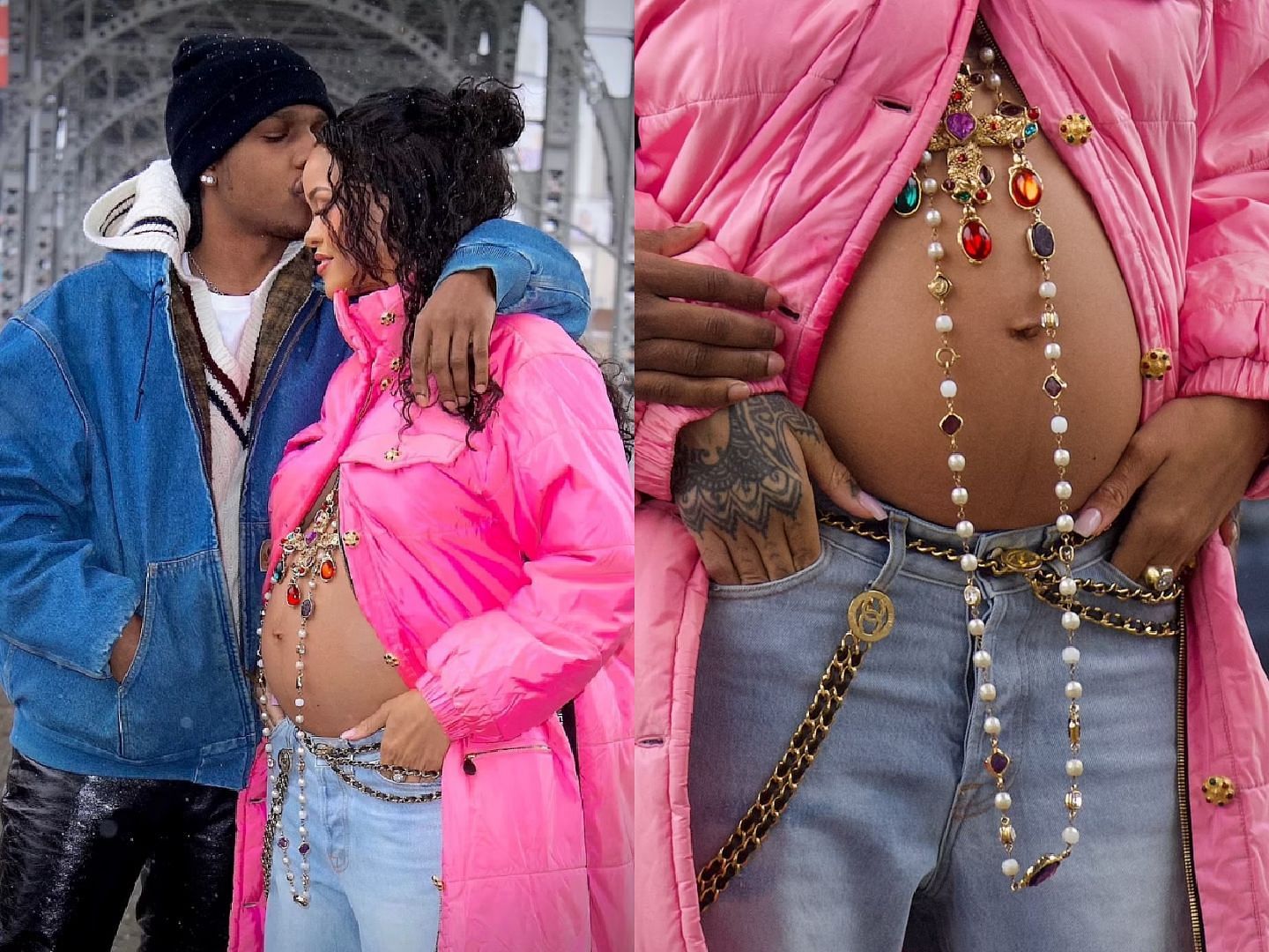 Fenty Beauty mogul seen in a pink jacket as she announces pregnancy (Image via Shutterstock)