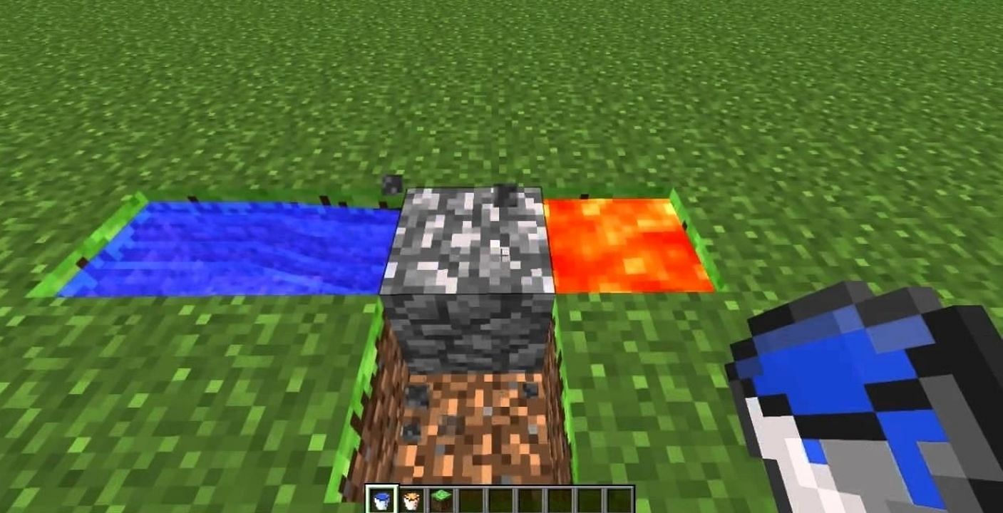 Cobblestone generators may be the easiest farms to make in Minecraft (Image via Mojang)