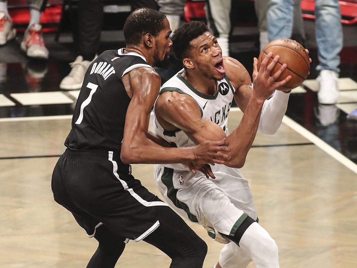 A marquee matchup between Kevin Durant and Giannis Antetokounmpo is expected to happen tonight. [Photo: Sports Illustrated]