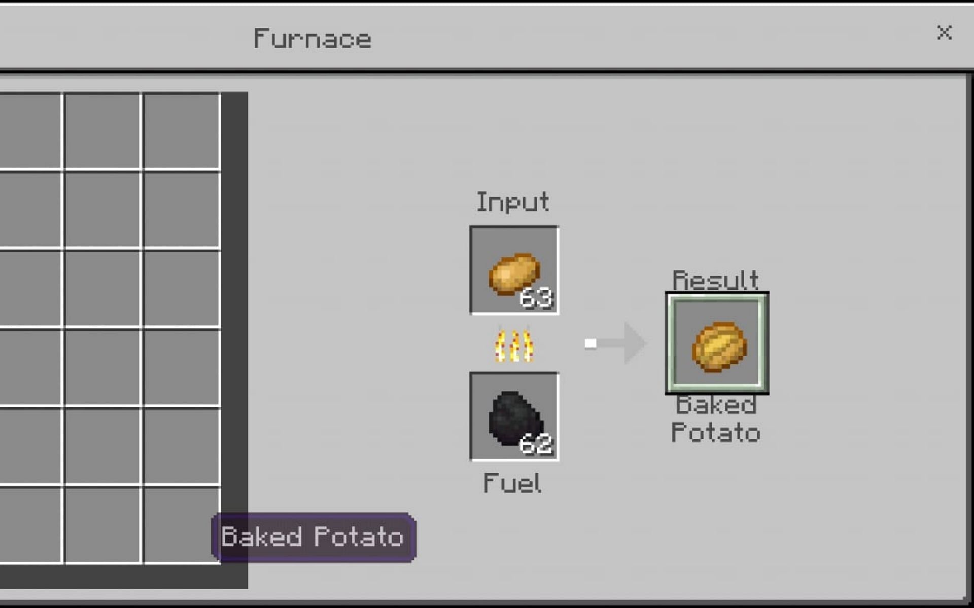 Cooking potatoes in furnace (Image via Minecraft)