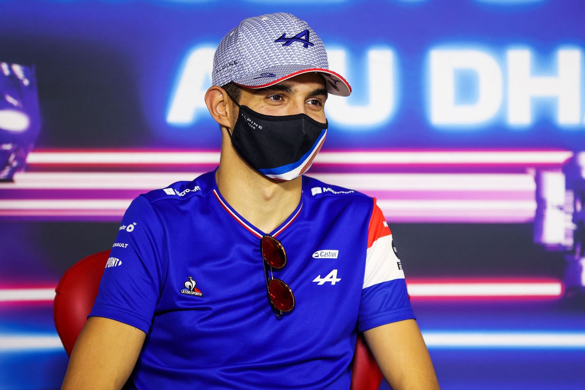 Esteban Ocon talks in the Drivers&#039; Press Conference during previews ahead of the F1 race in Abu Dhabi (Photo by Antonin Vincent - Pool/Getty Images)